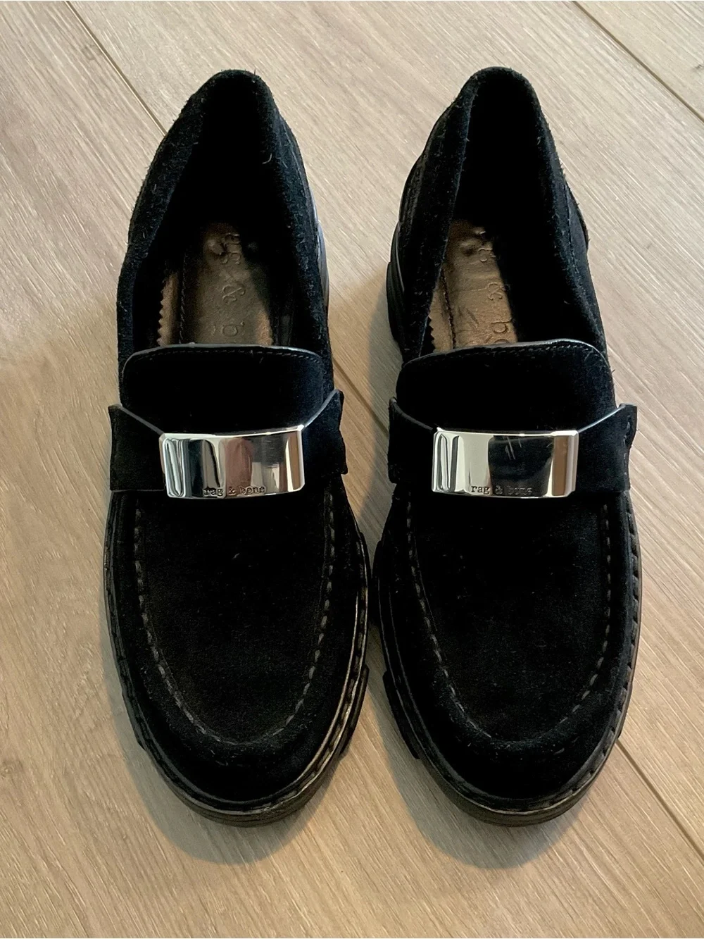 RAG & BONE  Shiloh 2.0 Loafers Lug Sole Black Suede